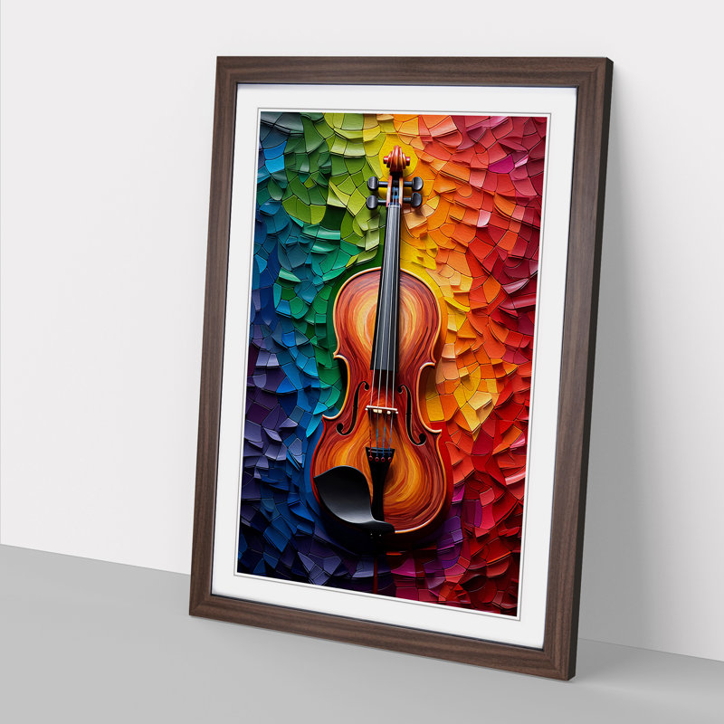 Violin Colour Field - Framed Print, 34cm H x 25cm W x 2cm D, Walnut