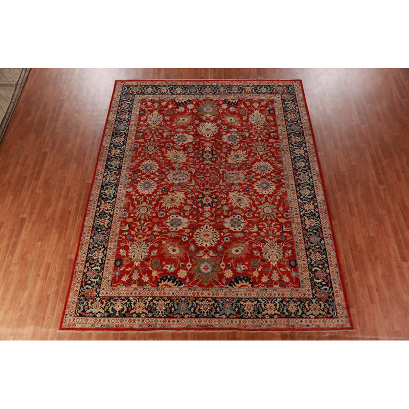 Tapis oriental à motif floral et teinture végétale 9 pi x 12 pi Ziegler