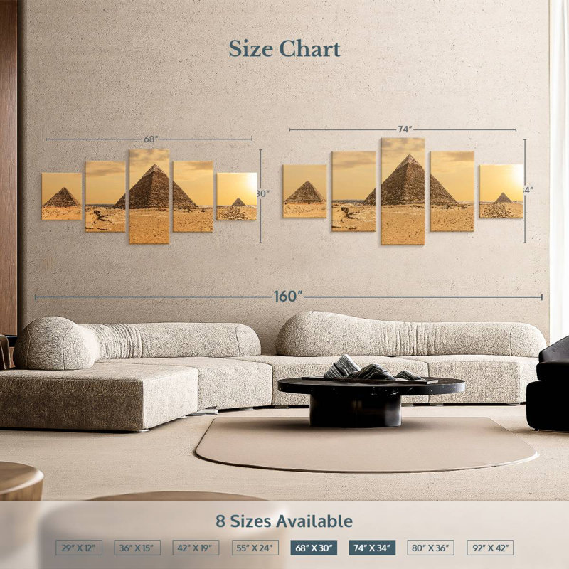 La grande pyramide de Gizeh, H 34 po x l 74 po