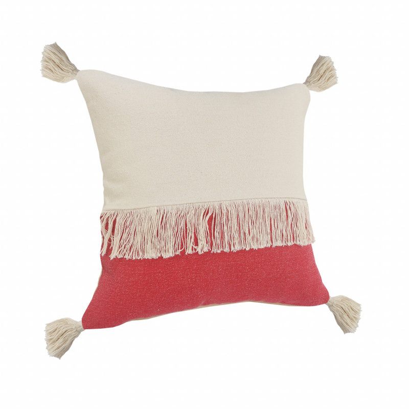  Reversible Pillow Insert, Red/Off White