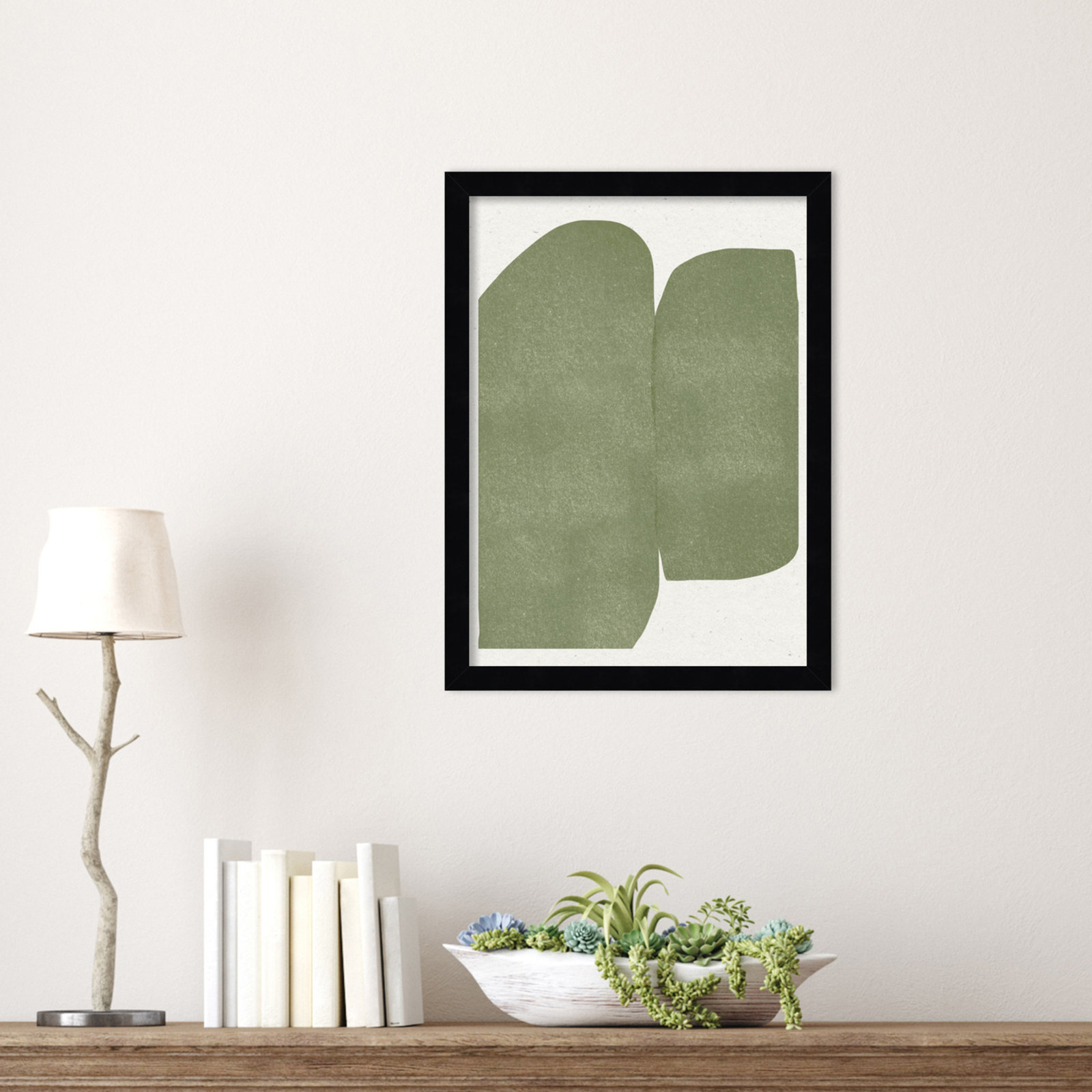 Rooney "Green Paper Cut Modern" Print, Black, 17" H x 13" W