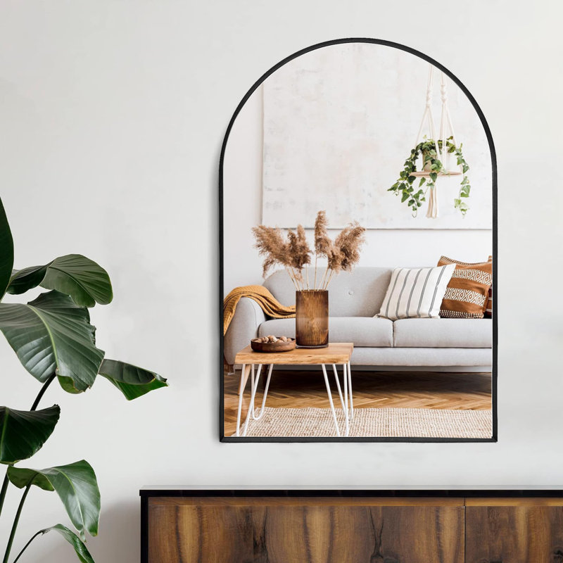 Miroir mural Yomaris, H 30 po x l 20 po x P 1,1 po, Noir