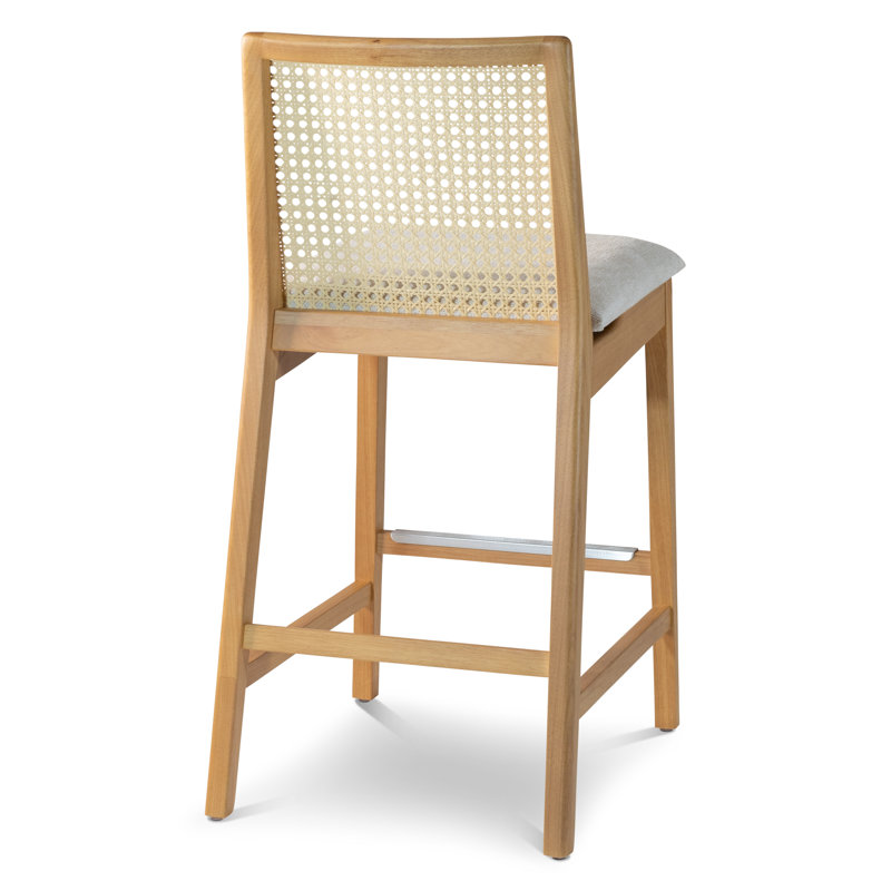 Modern Brazilian Nardia Cane Bar Stool, Light Gray/Domasco/Natural, Bar Stool (29.5" Seat Height)
