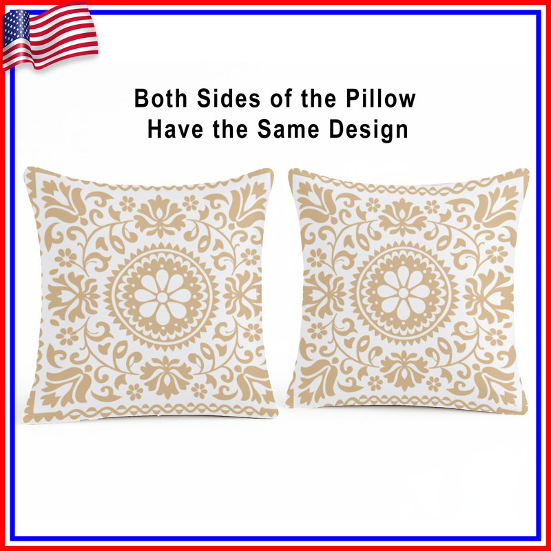 Floral Mandala Pattern Double Sided Throw Pillows, 18 x 18 inches