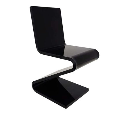 Modern Design Black Chair Made Of All Over Acrylic, Solid Seat And Back, 32.66 In Height, 19.92 Depth Style With