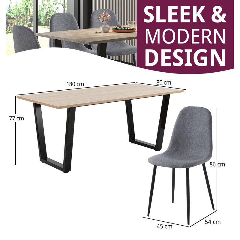 Antigua 6 - Person Dining Set, H77 x L180 x W80cm