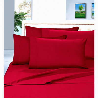 LuxuryLinen 1800 Thread Count Wrinkle-Free Bed Sheet Set - Twin Burgundy - Deep Pocket 16" - Fade Resistant - 3-Piece Set - Soft & Cozy - Hypoallergenic