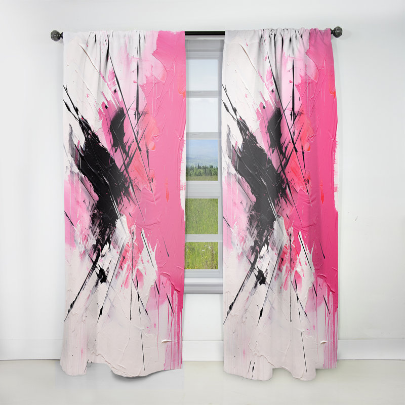 Gold And Purple Abstract Fusion II - Fuchsia Curtain - Room Darkening Floral Curtain - 1 Panels, 52" W x 108" L