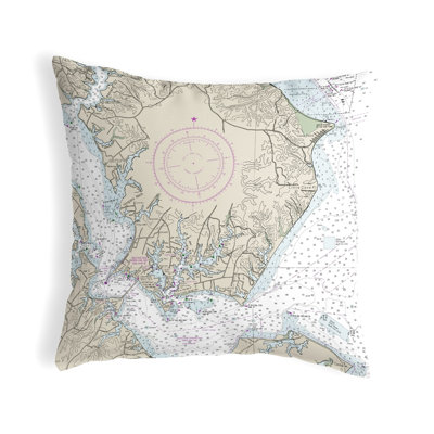 Nautical Map Outdoor Reversible Throw Pillow