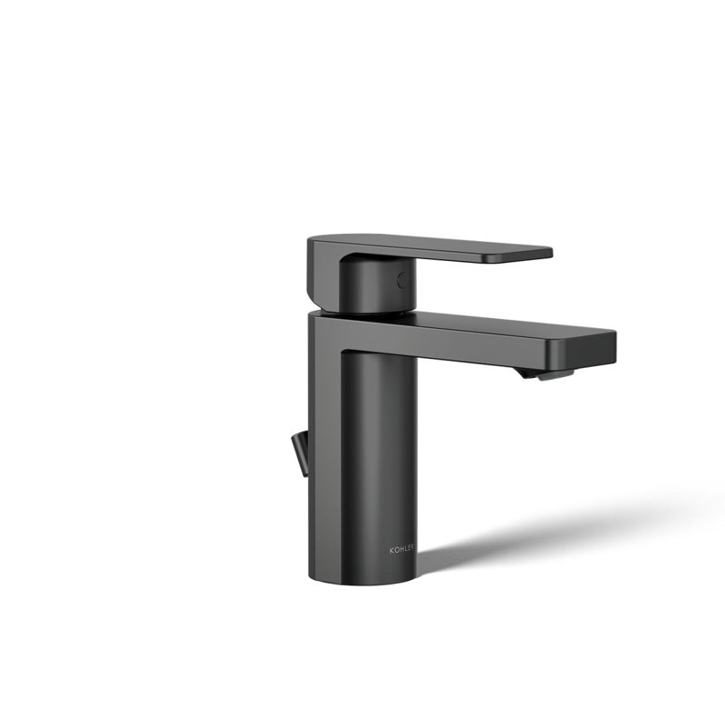 Parallel Single-Handle Bathroom Sink Faucet, Single-Hole Faucet with Pop-Up Drain, 0.5 GPM, Matte Black