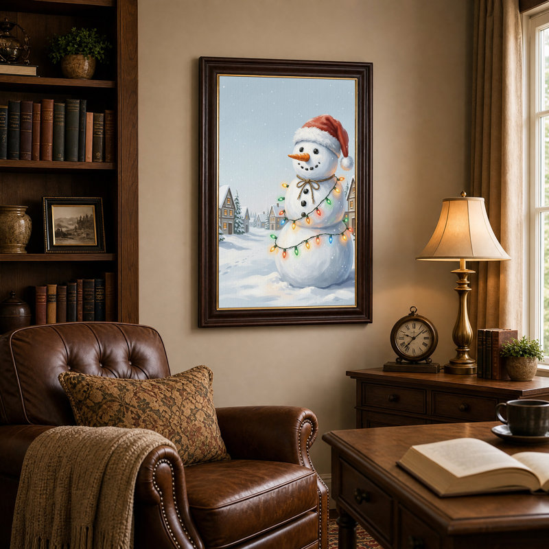 Art mural sur toile Cheerful Snowman, H 18 po x l 12 po