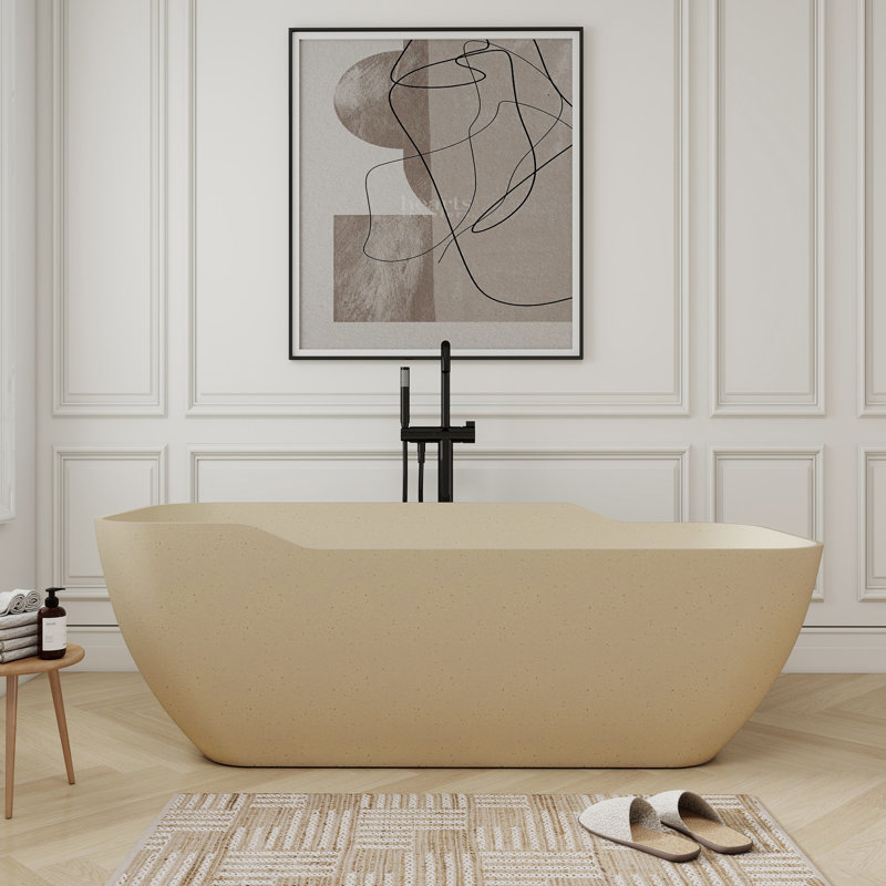 Baignoire de trempage d'extérieur 71 "à surface solide en beige Terrazzo, Brun