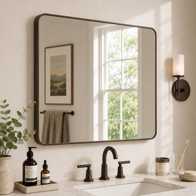 Vista 48 in. W x 36 in. H Rectangular Framed Wall Bathroom Vanity Mirror in Oil Rubbed Bronze