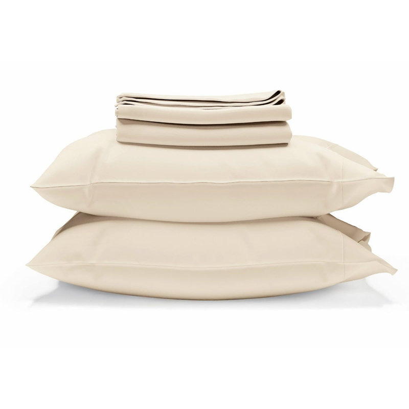 Ensemble de draps en coton biologique satin de coton 400TC, Undyed, Full Sheet Set with 2 Pillowcases