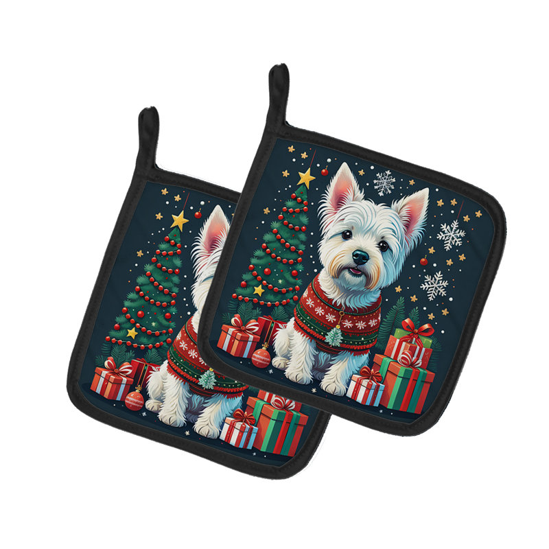 Paire de porte-casseroles Westie Christmas