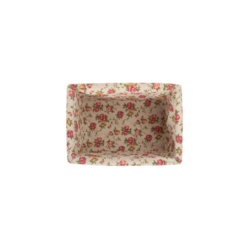 Garden Rose Lined Storage Wicker Basket, 19cm H x 37cm W x 24cm D