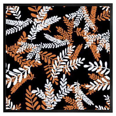 Czerska White & Orange Olive Leaves - Single Picture Frame Print