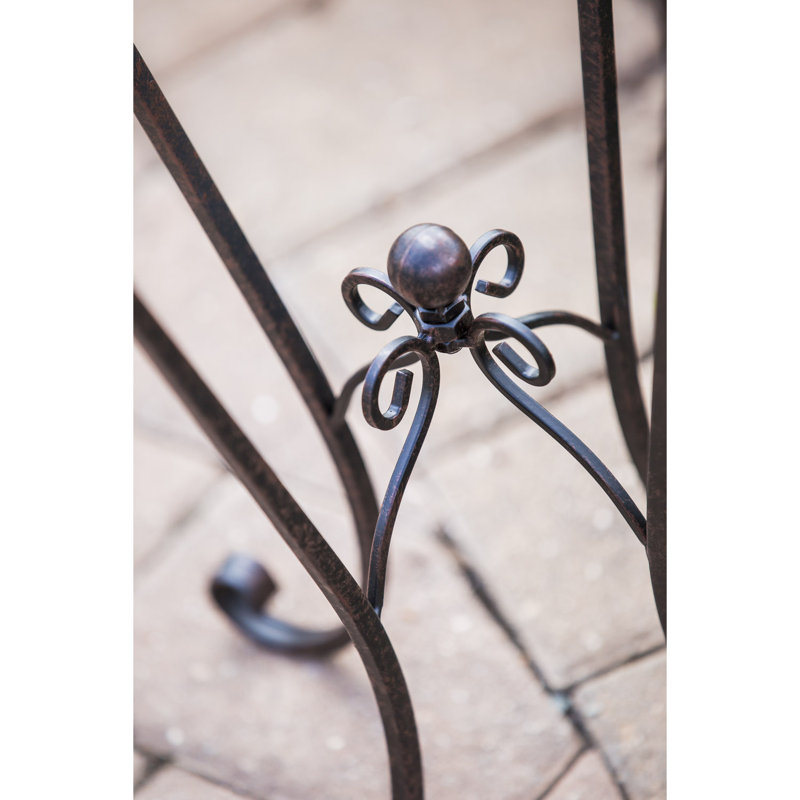 Elegant Black Iron Curlicue Gazing Ball Stand