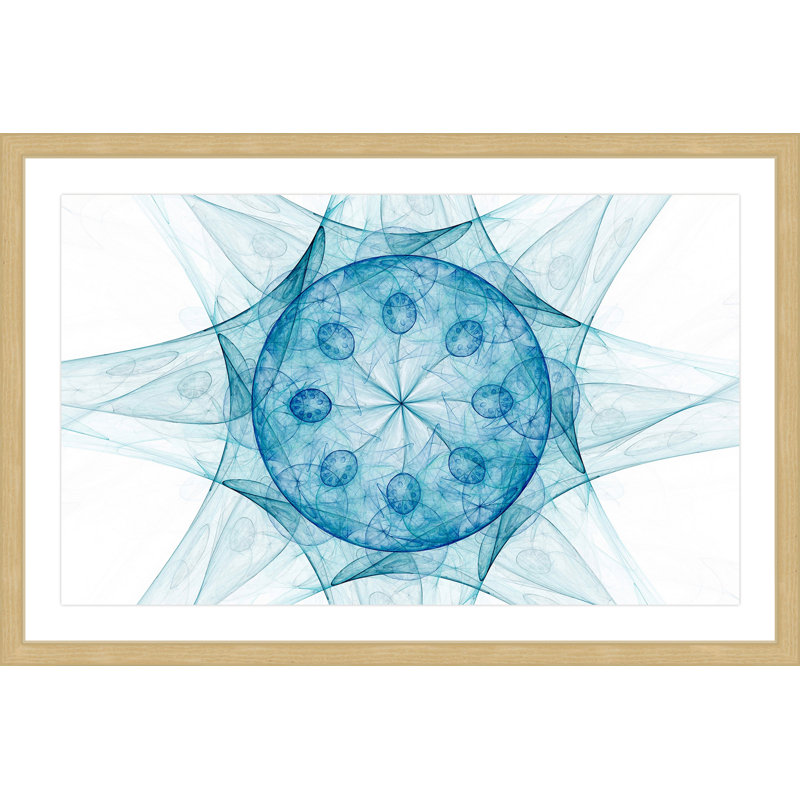 Blue Abstract Print on Canvas with Natural Frame