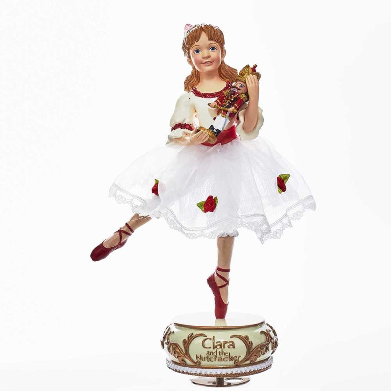 Kurt Adler Wind-Up Musical Tabletop Decor, Clara with Nutcracker from The Nutcracker Suite, 11.5in