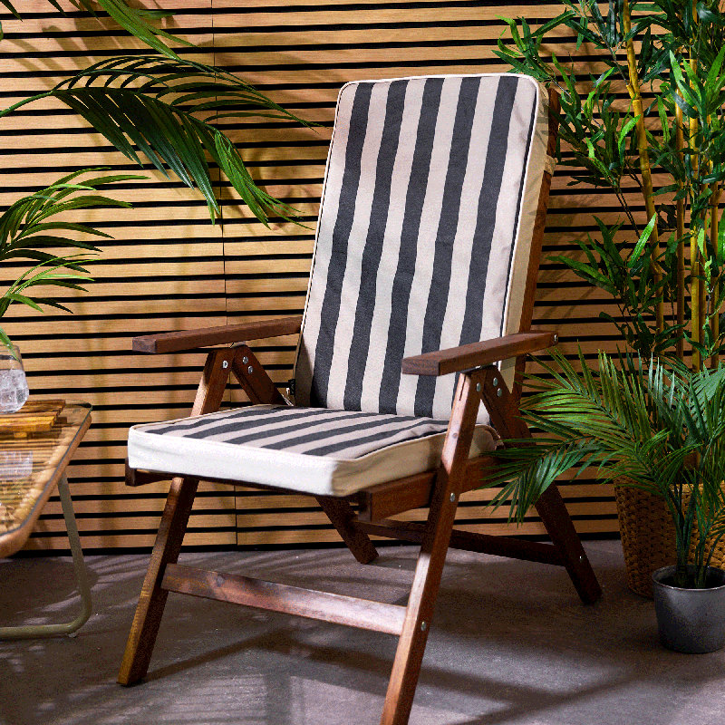 Geometric Outdoor High Back Seat Pad, Black Deckstripe