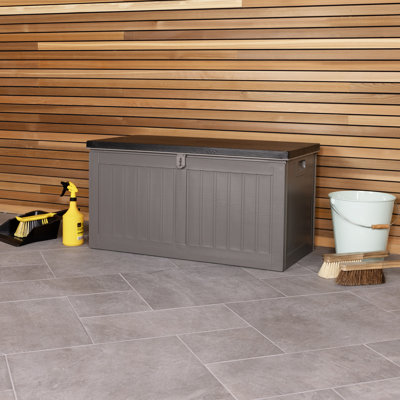 Dakota Fields Danberry 96cm W 190L Water Resistant Plastic Lockable Deck Box in Beige/Grey