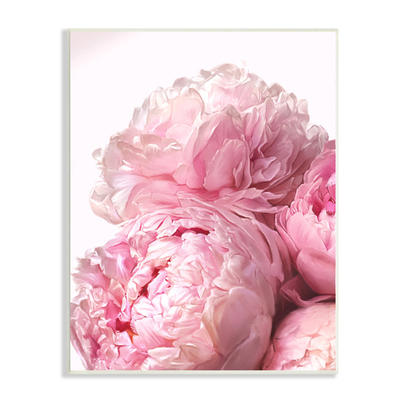 «Blush», pivoines roses et fleurs sur fond blanc, art mural Ziwei Li, H 19 po x l 13 po x P 0,5 po, Sans cadre