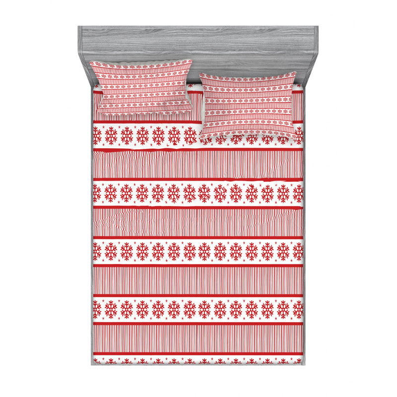 Microfiber Striped Sheet Set, Queen Sheet Set with Fitted Sheet