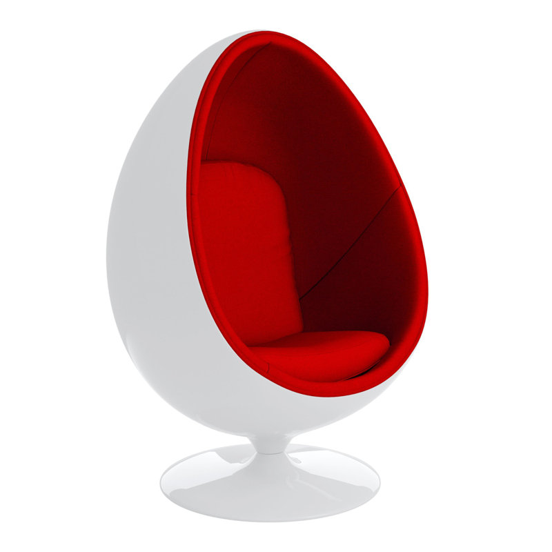 Chaise de patio pivotante avec coussins, Polyester rouge / laine cachemire, Blanc