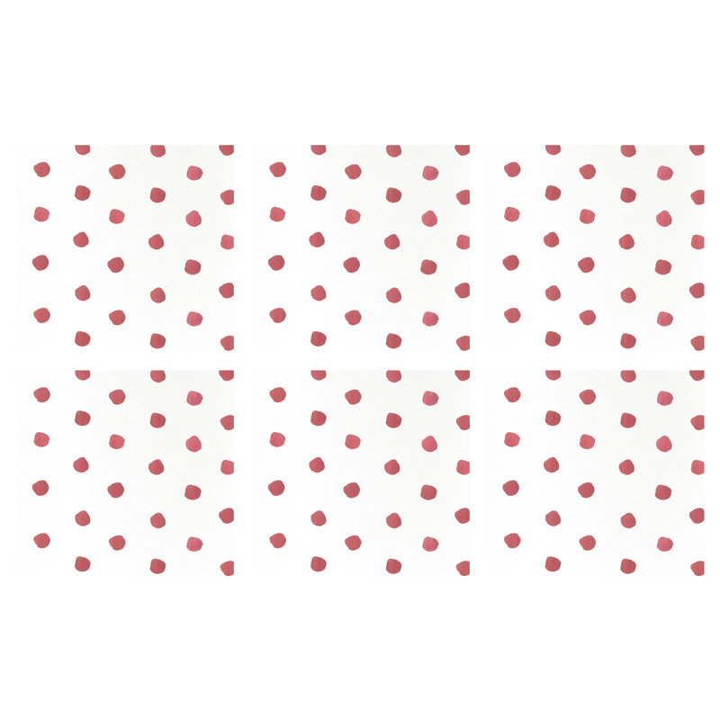 Papersoft Spunlace Polka Dots Square Napkin, Red, 10" Square