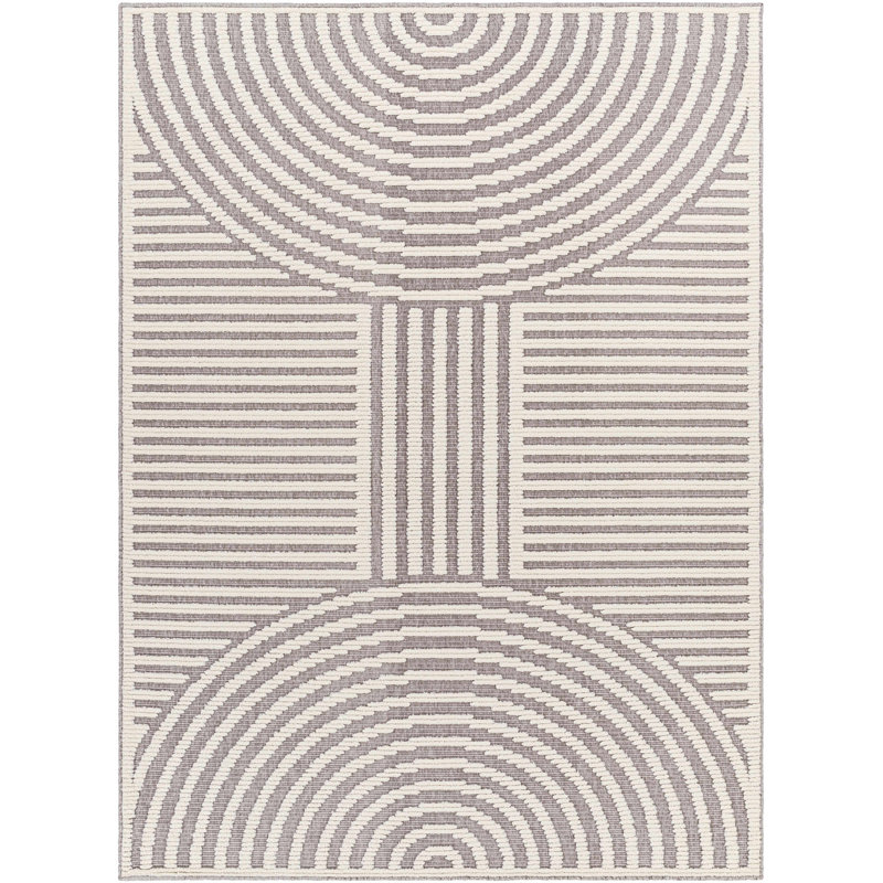 Tapis gris en polypropylène tissé à la machine Hrissonka, Rectangle 7 pi 10 po x 10 pi 1 po