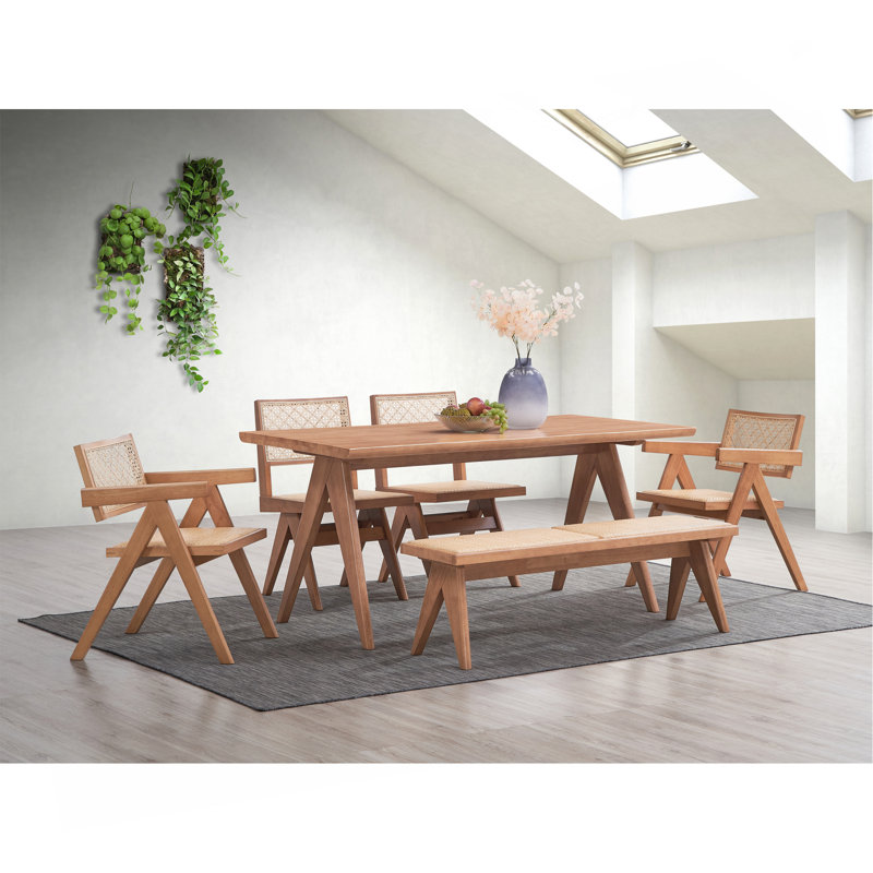 Chaise d'appoint Velentina (ensemble de 2), rotin et finition naturelle
