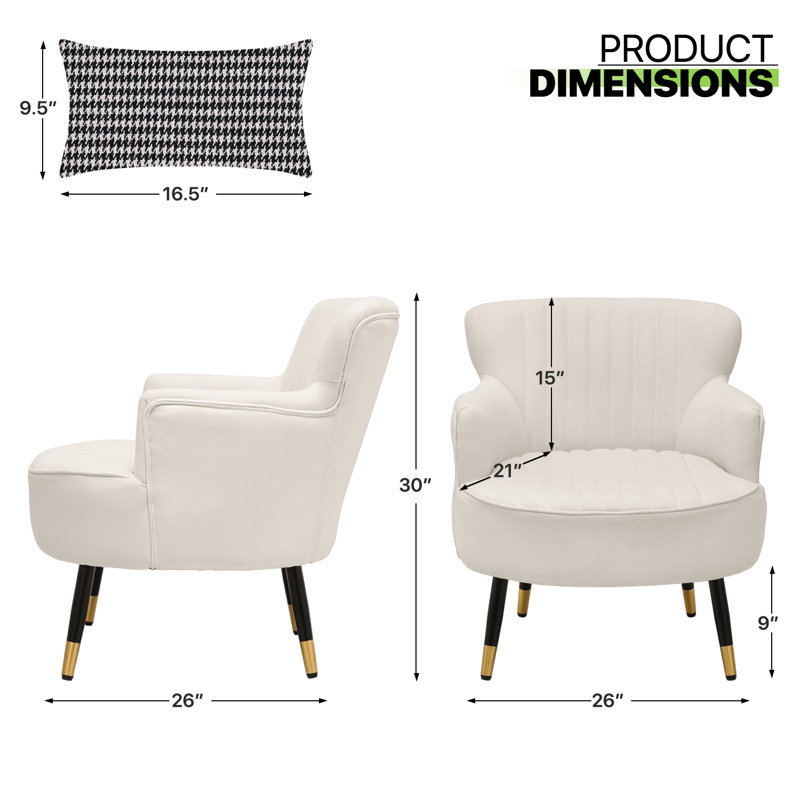 Chaise d'appoint rembourrée avec coussin Bettyanne, Leathaire blanc