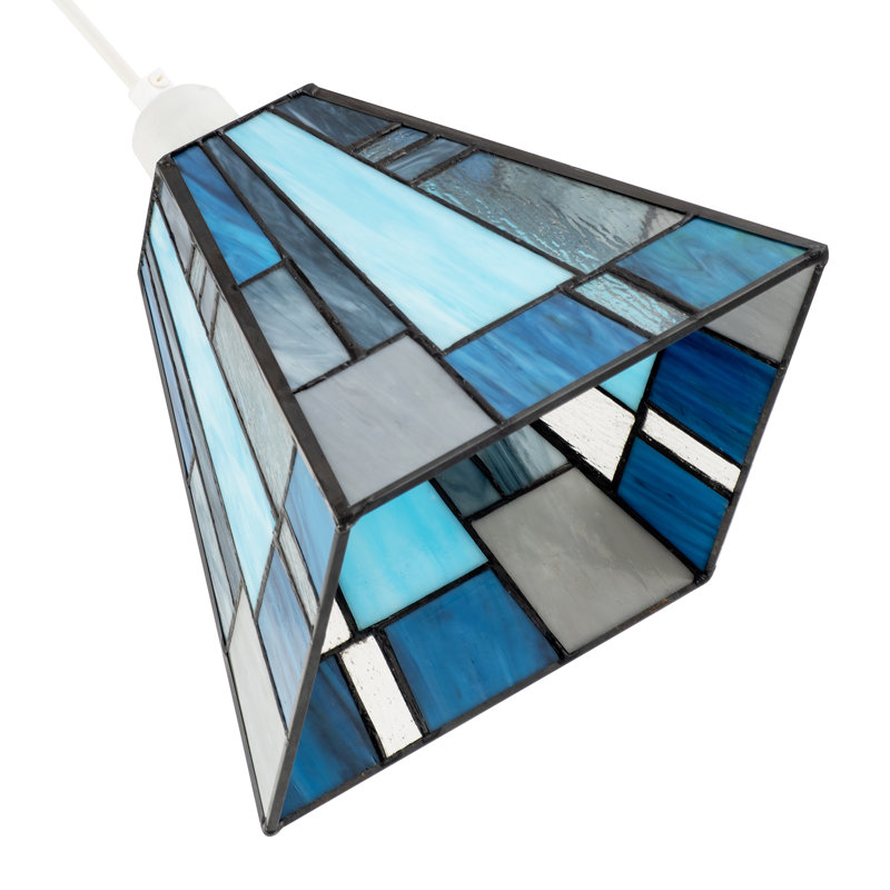 18cm H Glass Square Pendant Shade ( Screw On ), Blue
