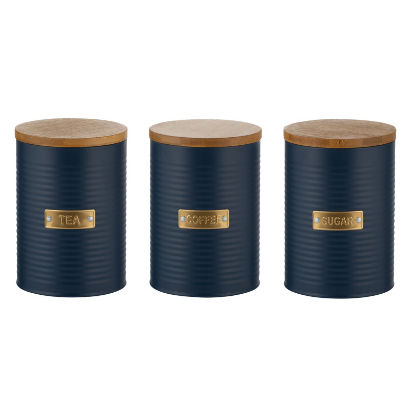 Typhoon Otto 3 Piece Coffee, Tea & Sugar Jar, Navy Blue