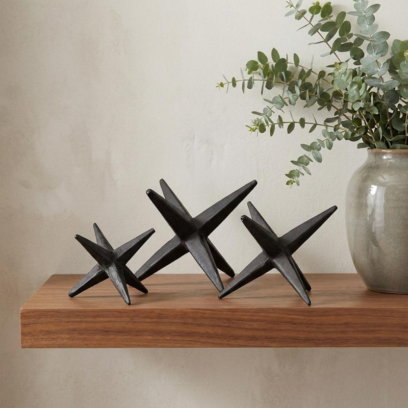Chrishay 3 Piece Black Cast Iron Star Tabletop Sculptures