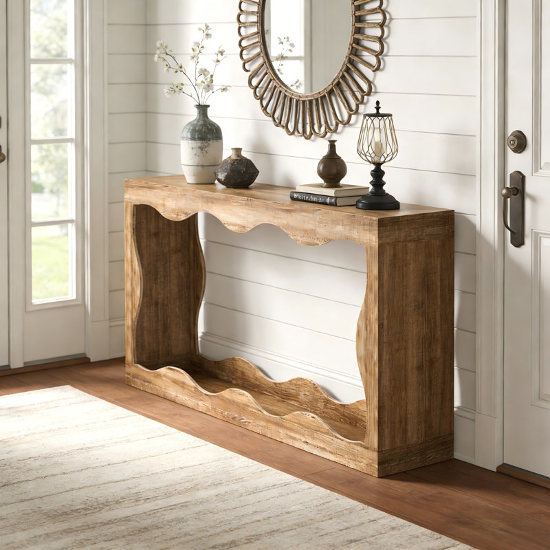 Console 63 pouces avec espace de rangement, Noyer