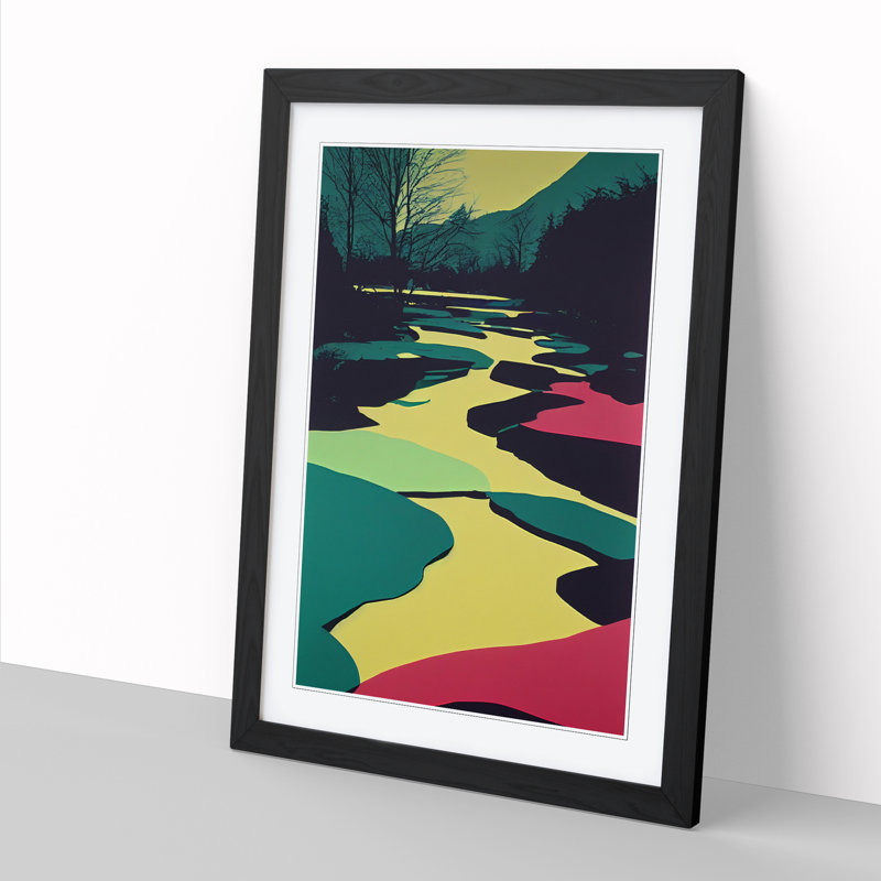 Colourful Stream - Single Picture Frame Print, Black Framed, 64cm H x 46cm W