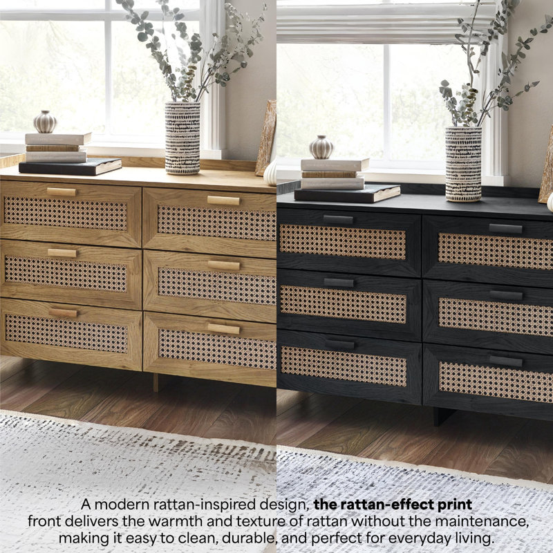 Albelo 120cm W 6 - Drawer Chest of Drawers, Black
