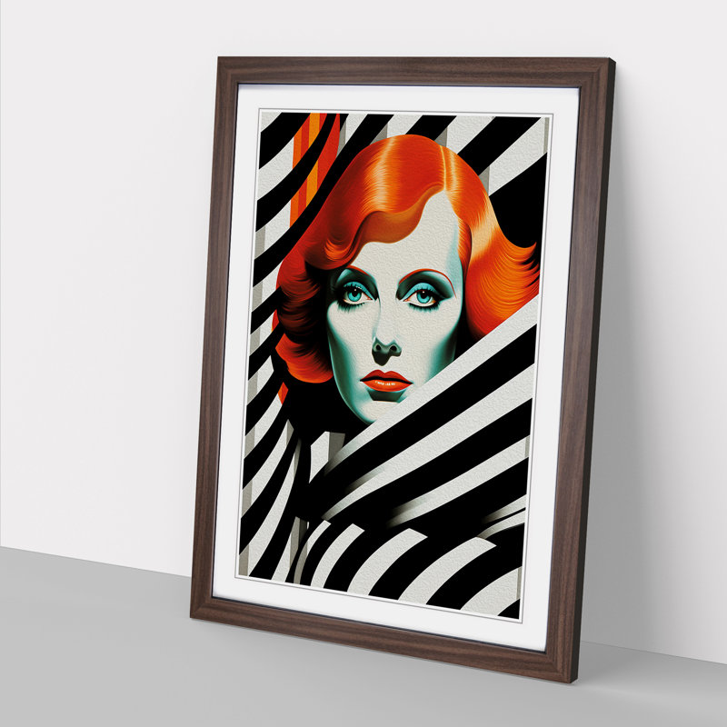 Woman With Red Hair Op Framed Print, 46cm H x 34cm W x 2cm D, Walnut