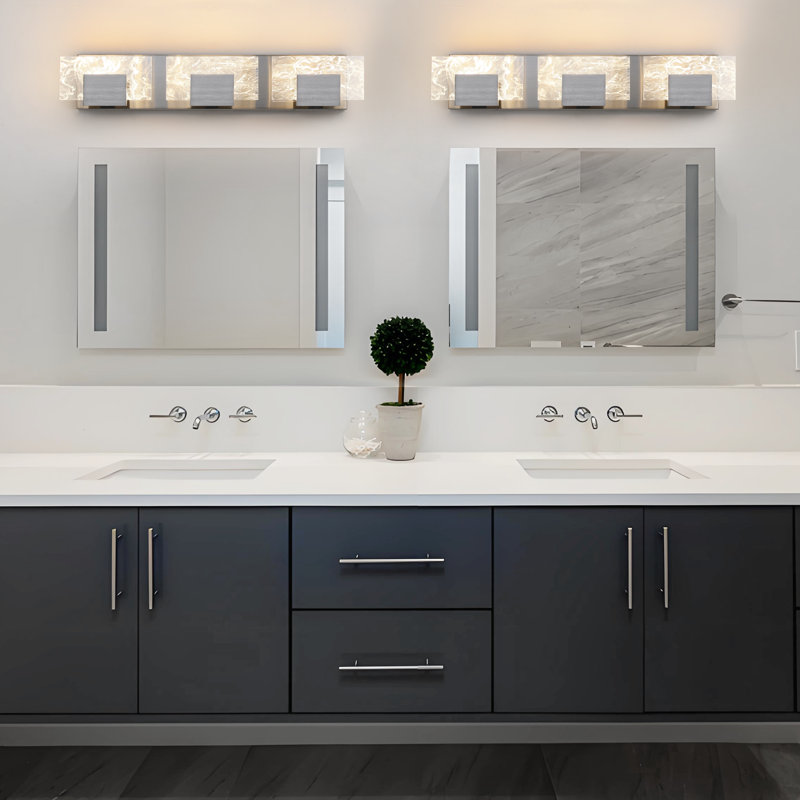 3-Light Modern Bathroom Vanity Light, Nickel