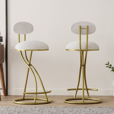 Ensemble de 2 tabourets de bar modernes en similicuir noir avec repose-pieds, structure en métal à hauteur de comptoir pour îlot de cuisine