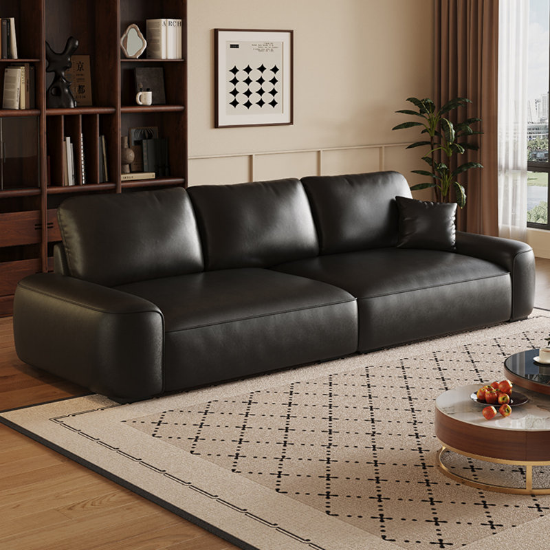Modern Simple Light Luxury Living Room Sofa, 33.46" H x 94.49" W x 31.5" D, 3, Black