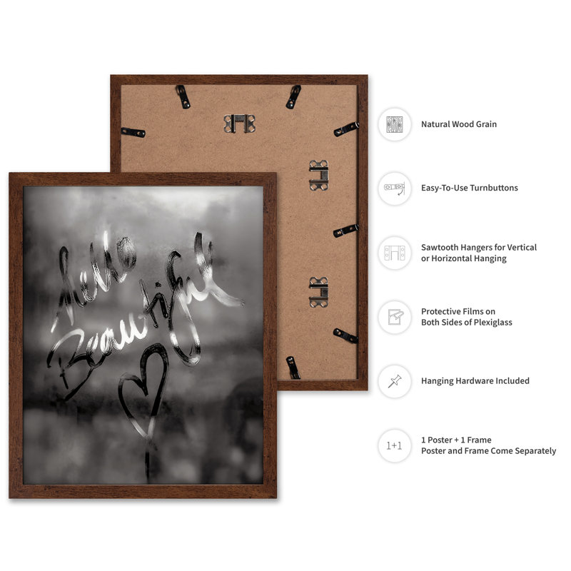 Hello Beautiful No2, Poster, 16"H x 20"W, Brown Framed