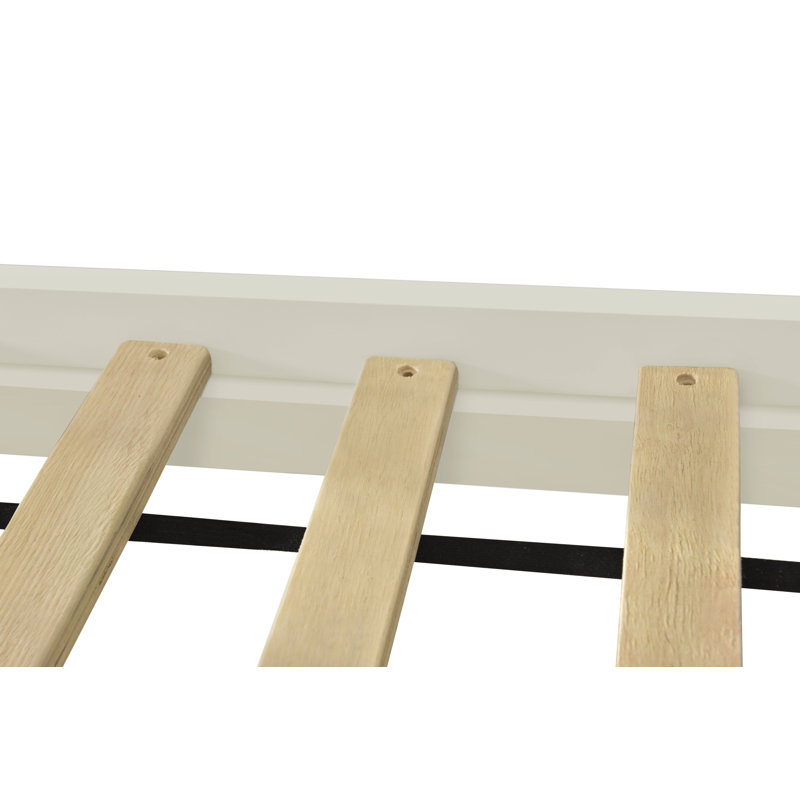 Lit plateforme tapissier avec lit gigogne double Teddy, Beige, Lit double