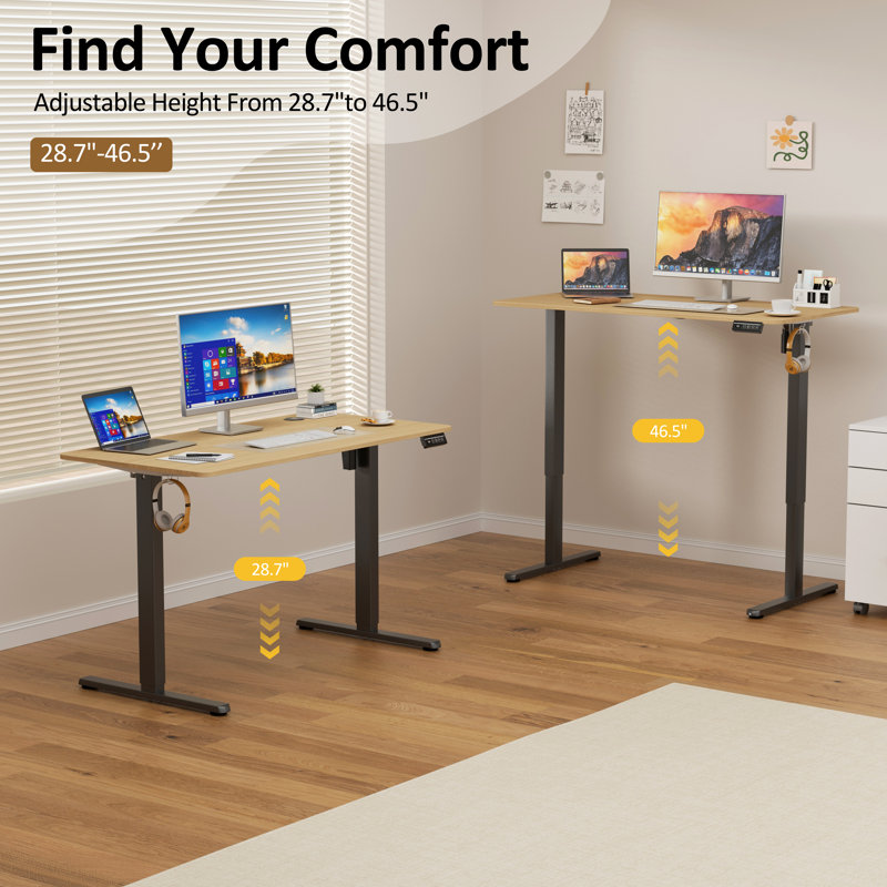 Bureau debout réglable électrique Oishee, Jaune / Blanc, H 46,5 po x l 47 po x P 24 po