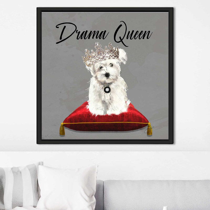 Drama Queen Westie (Square) par By Jodi - impression, H 31,5 po x l 31,5 po x P 2 po, Cadre flottant noir
