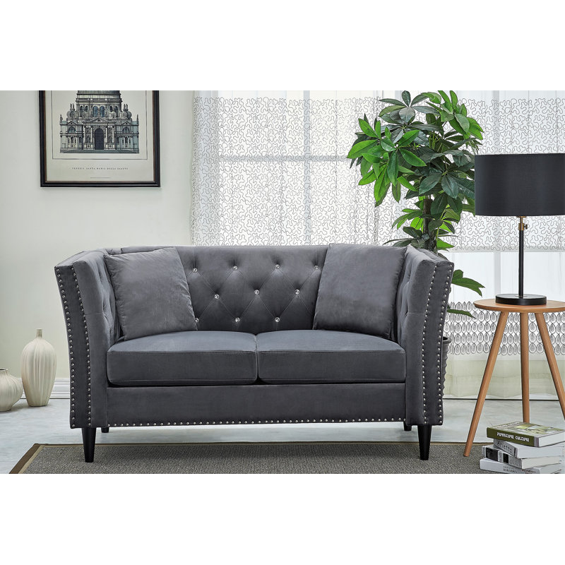 Cloyd 62.2'' Velvet Loveseat, Gray
