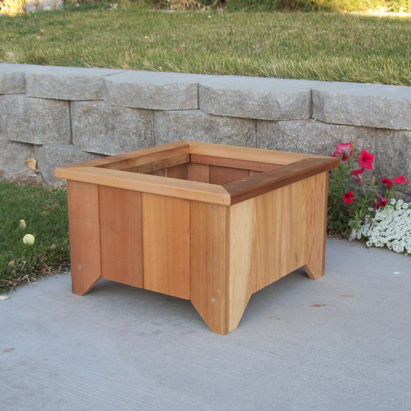 Cabool Handmade Wood Planter Box, Cedar Stain, 13" H x 21" W x 20" D