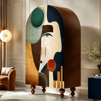 Armoire arquée avec tablettes et tringle à vêtements